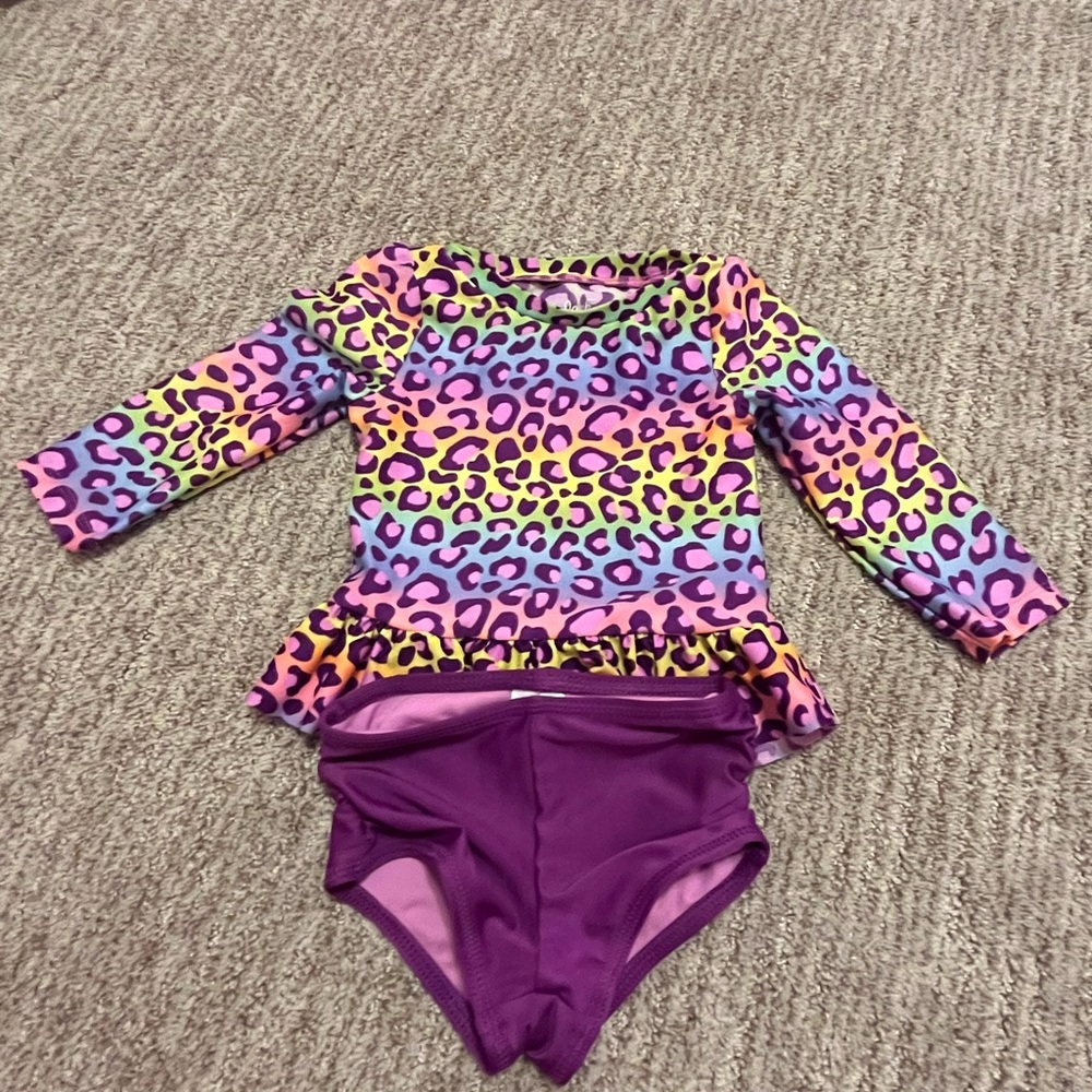 toddler two-piece leopard print bathing suit